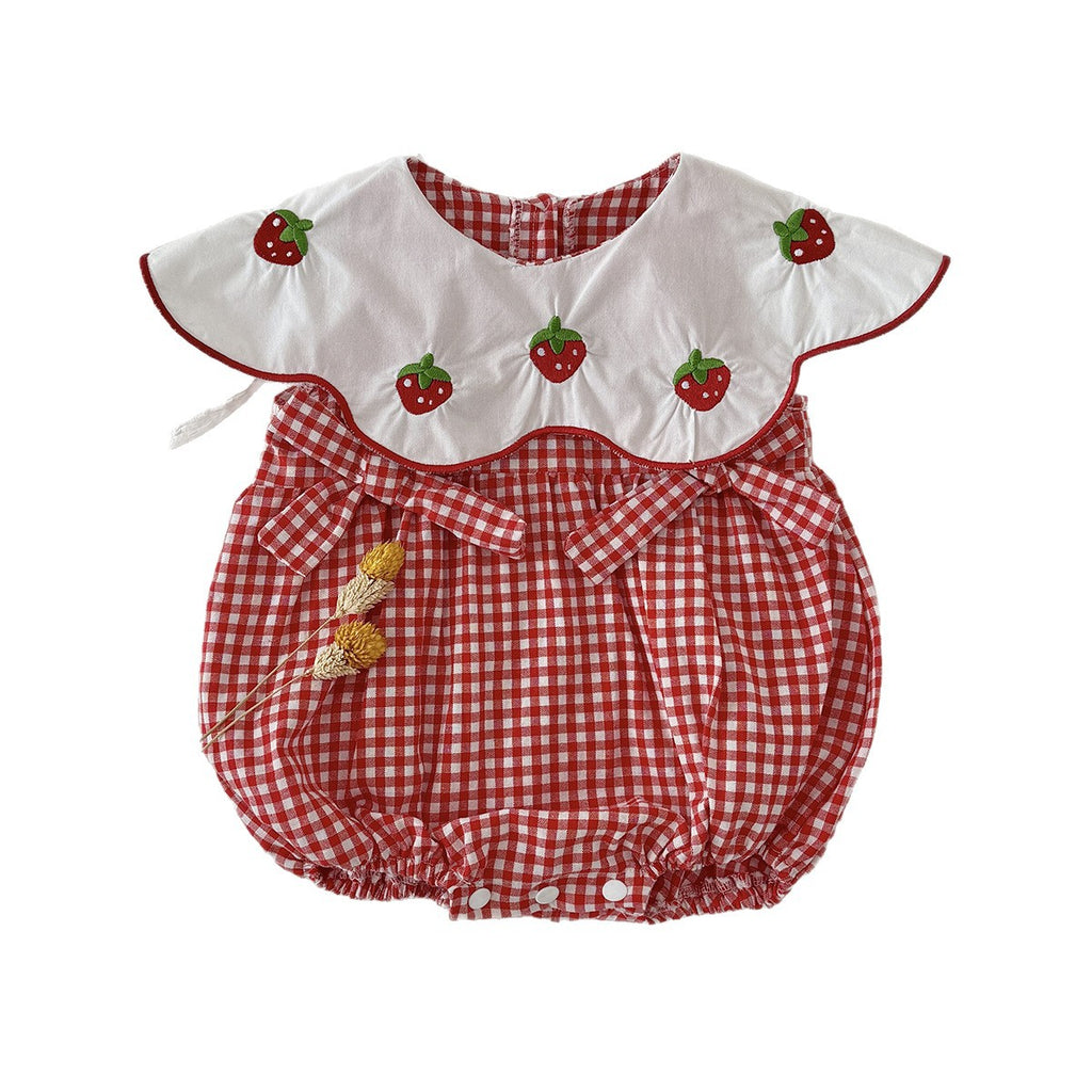 Baby Strawberry Checkered Romper