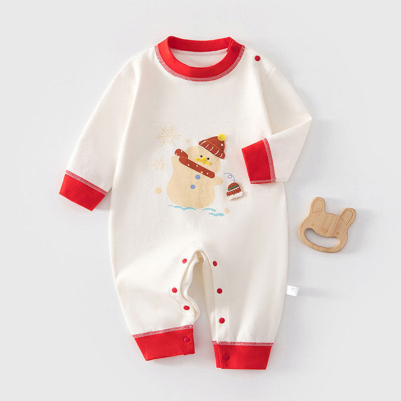 Baby Long-Sleeve Snowman Jumpsuit