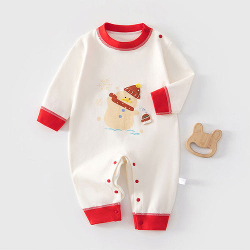 Baby Long-Sleeve Snowman Jumpsuit