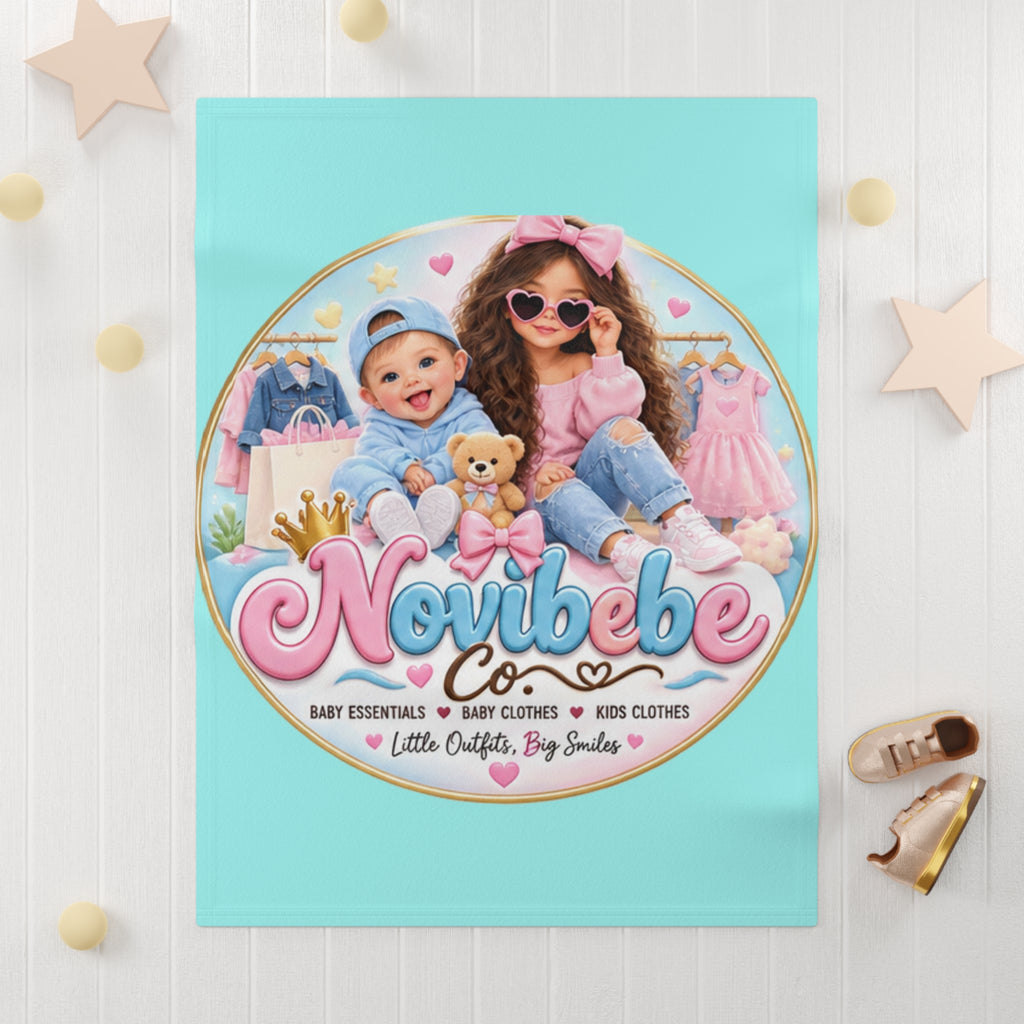 Baby Blanket — Novibebe Co. Soft Fleece Newborn & Toddler Throw, Cute Kids Logo Design