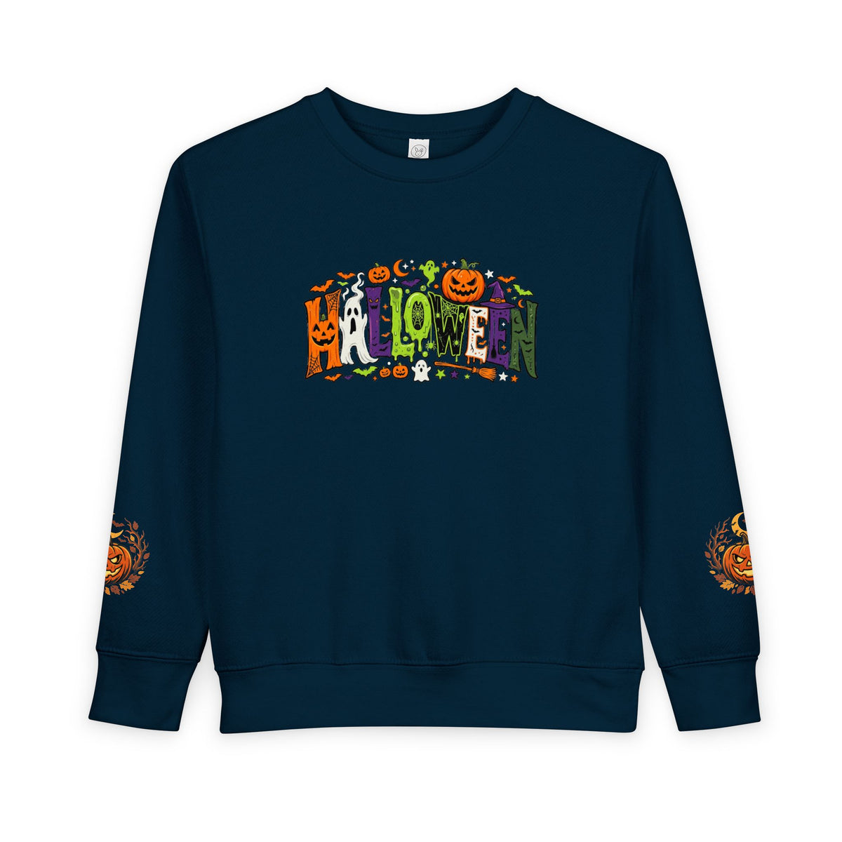 Toddler Sweatshirt — Halloween Pumpkin Jack-O’-Lantern Crewneck for Kids