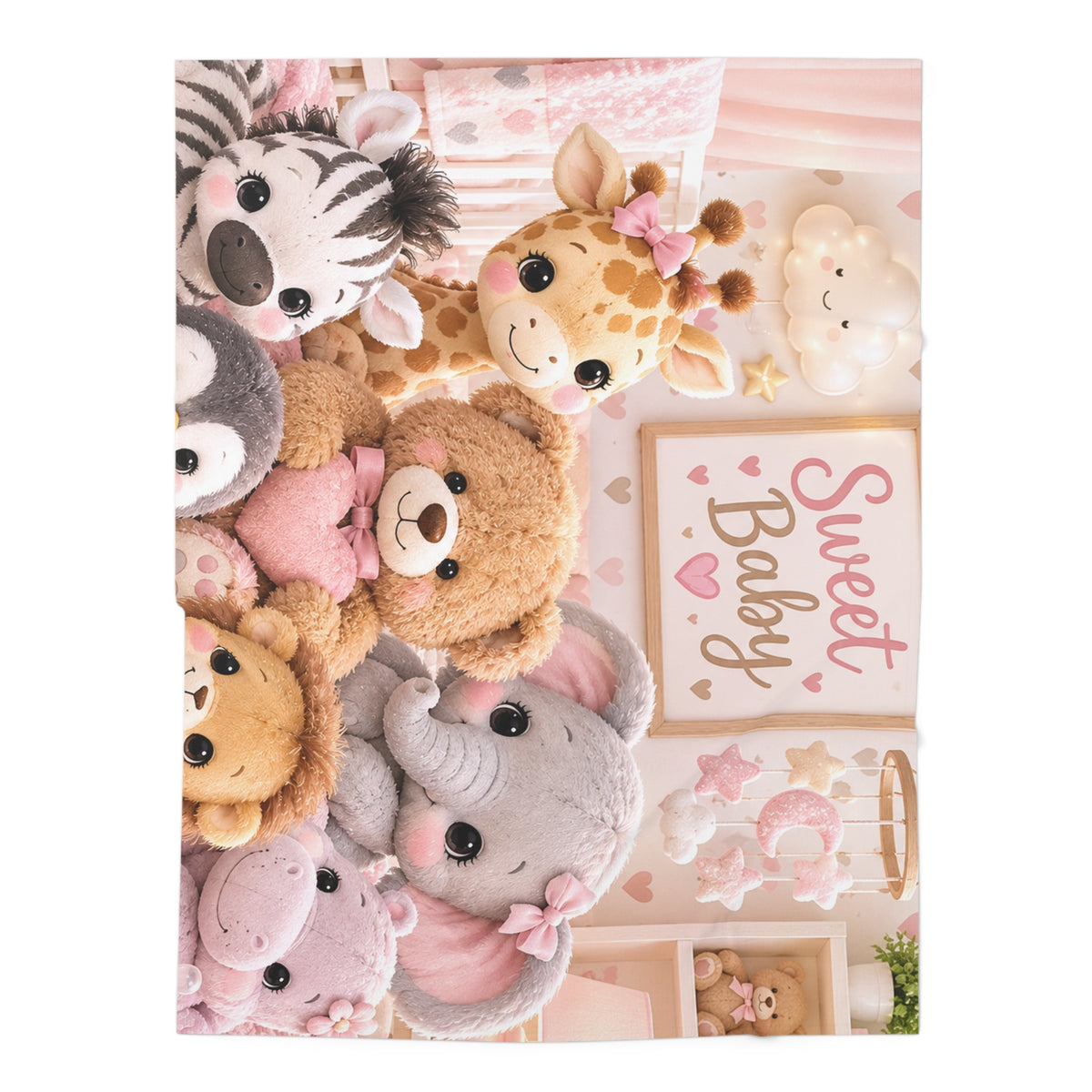 Sweet Baby Swaddle Blanket — Pink Safari Animals