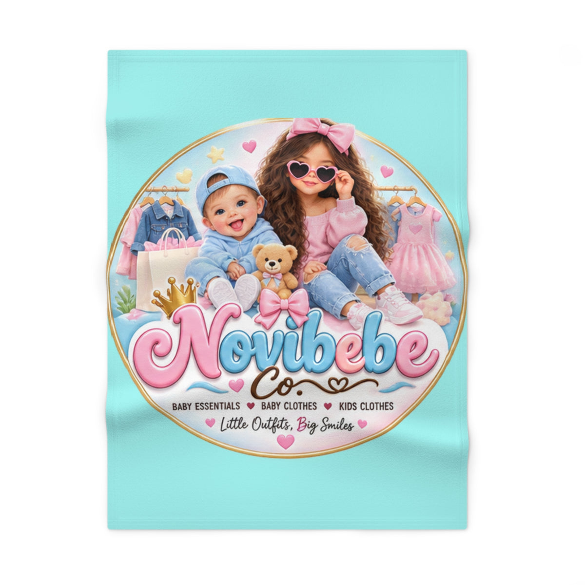 Baby Blanket — Novibebe Co. Soft Fleece Newborn & Toddler Throw, Cute Kids Logo Design