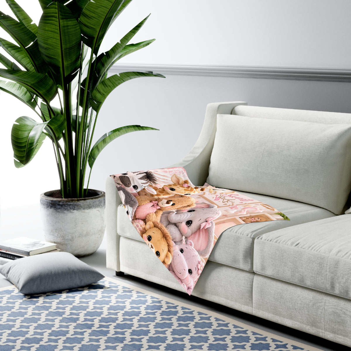 Sweet Baby Swaddle Blanket — Pink Safari Animals