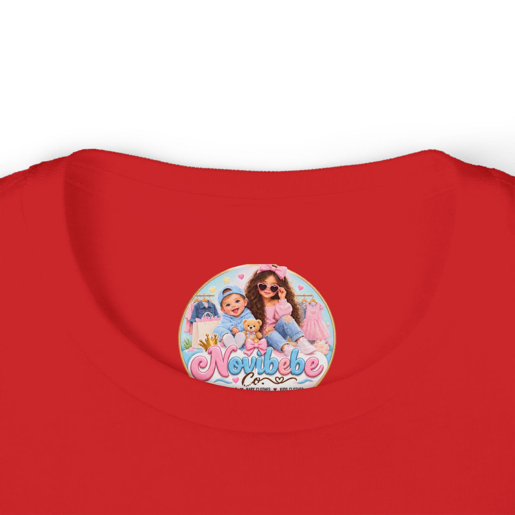 NovibebeCo. Kids Graphic Tee in Red - Collar & Label Detail