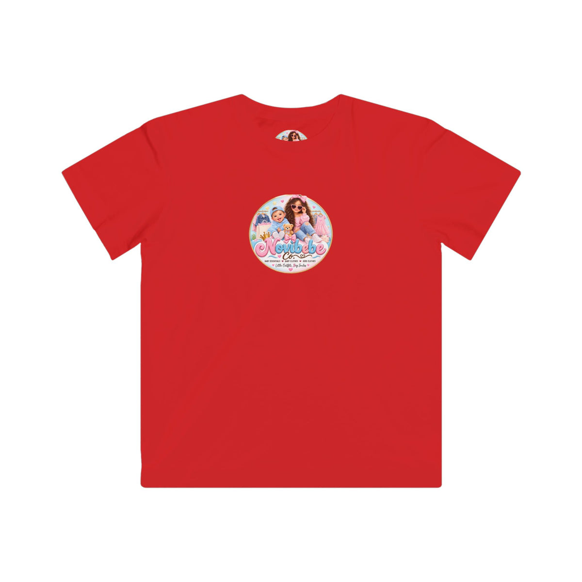 NovibebeCo. Kids Graphic Tee in Red - Front View