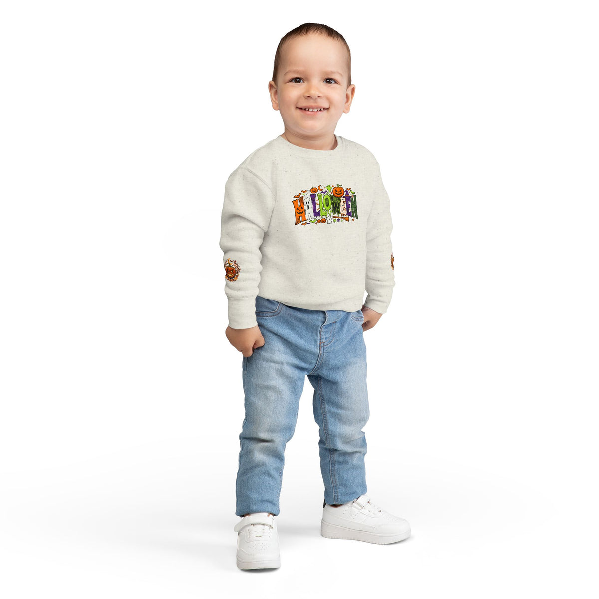 Toddler Sweatshirt — Halloween Pumpkin Jack-O’-Lantern Crewneck for Kids