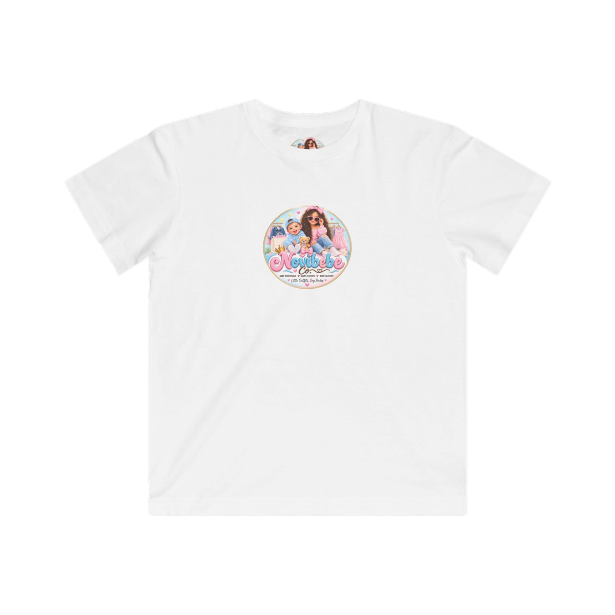 NovibebeCo. Kids Graphic Tee in White - Front View