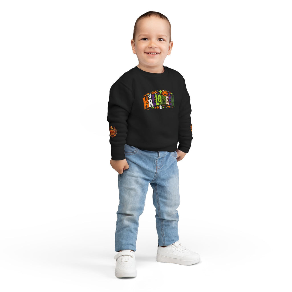 Toddler Sweatshirt — Halloween Pumpkin Jack-O’-Lantern Crewneck for Kids