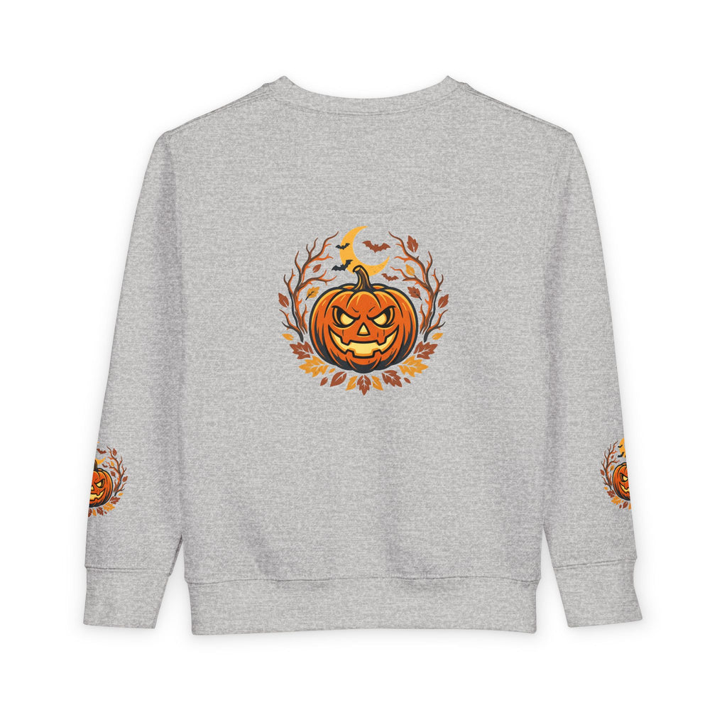 Toddler Sweatshirt — Halloween Pumpkin Jack-O’-Lantern Crewneck for Kids