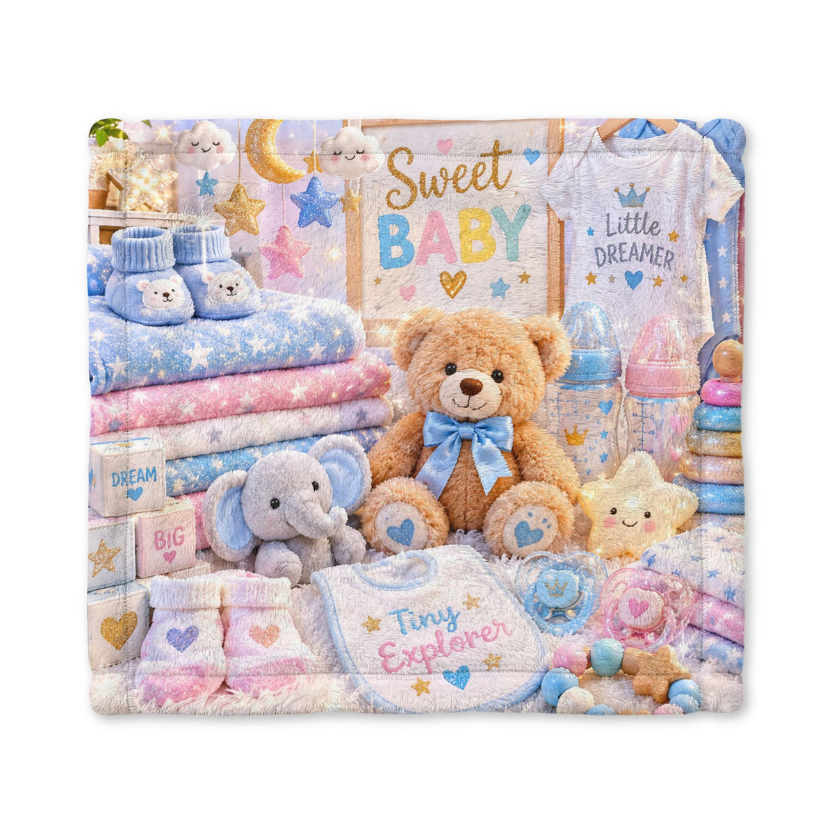 Sweet Baby Minky Lovey Blanket — Plush Teddy Nursery Print
