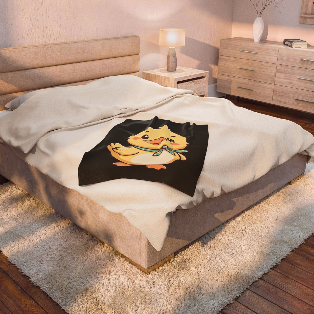 Cute Duck Velveteen Plush Blanket – Soft Cartoon Baby Duck Throw