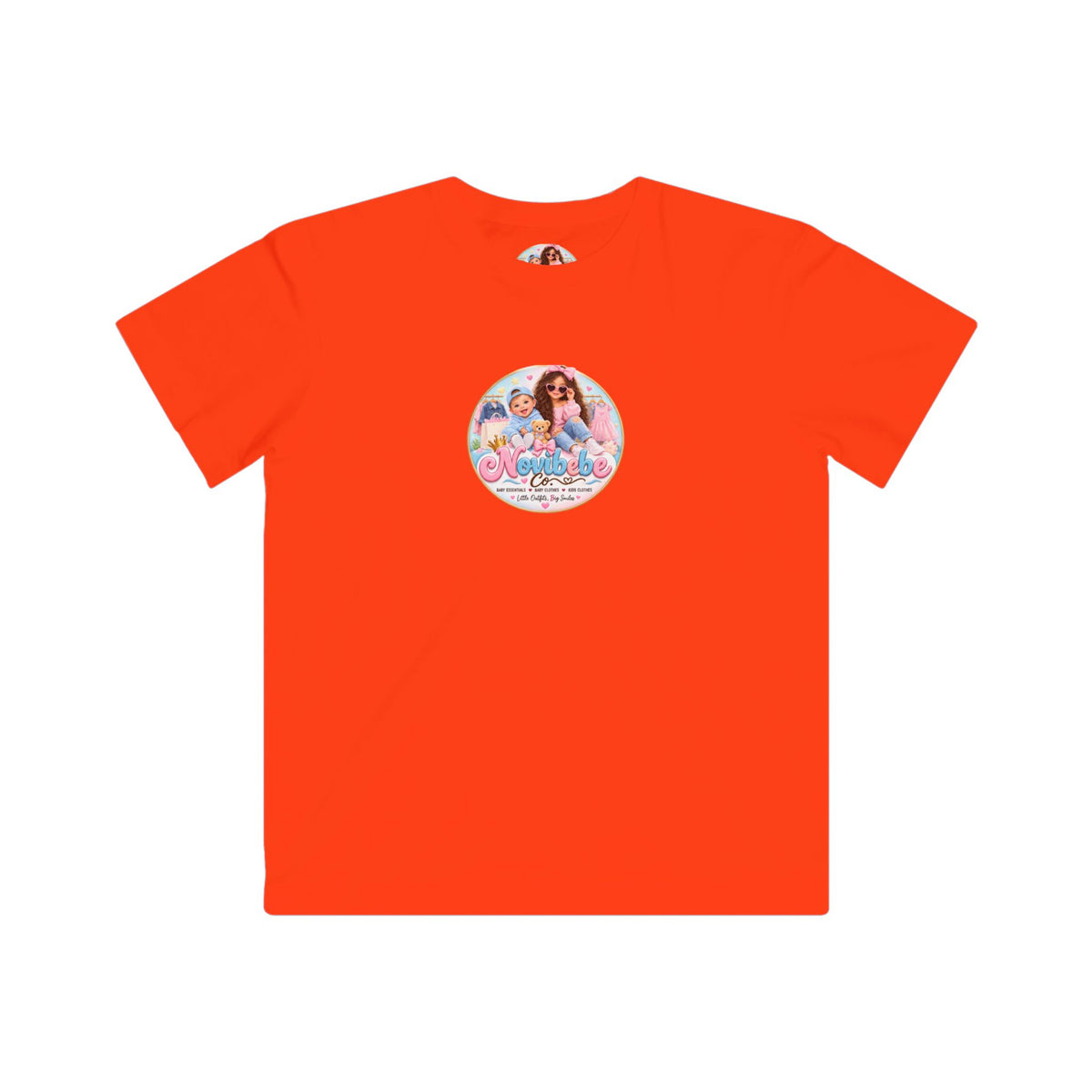 NovibebeCo. Kids Graphic Tee in Orange - Front View