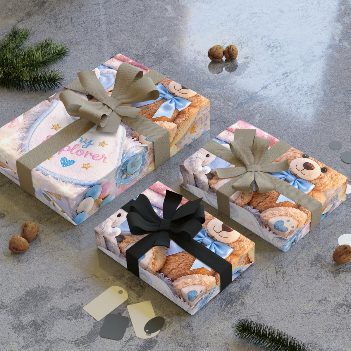 Baby Shower Gift Wrap Roll — Teddy Nursery Pattern