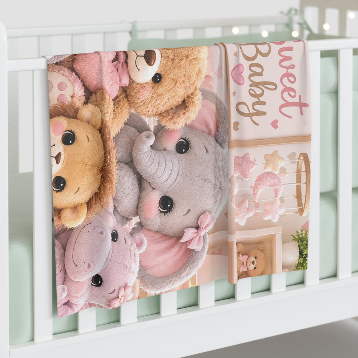 Sweet Baby Swaddle Blanket — Pink Safari Animals