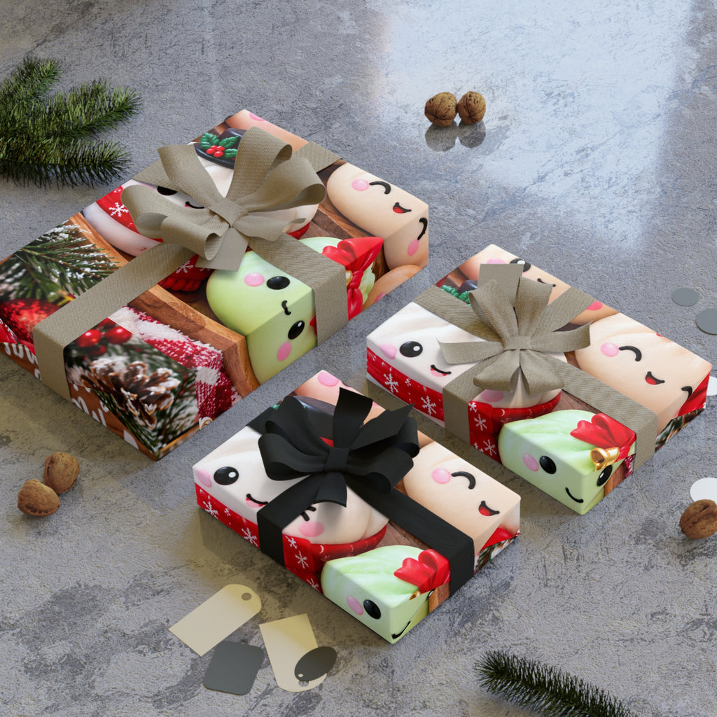 Christmas Kawaii Dumpling Gift Wrap Roll — Cute Holiday Wrapping Paper