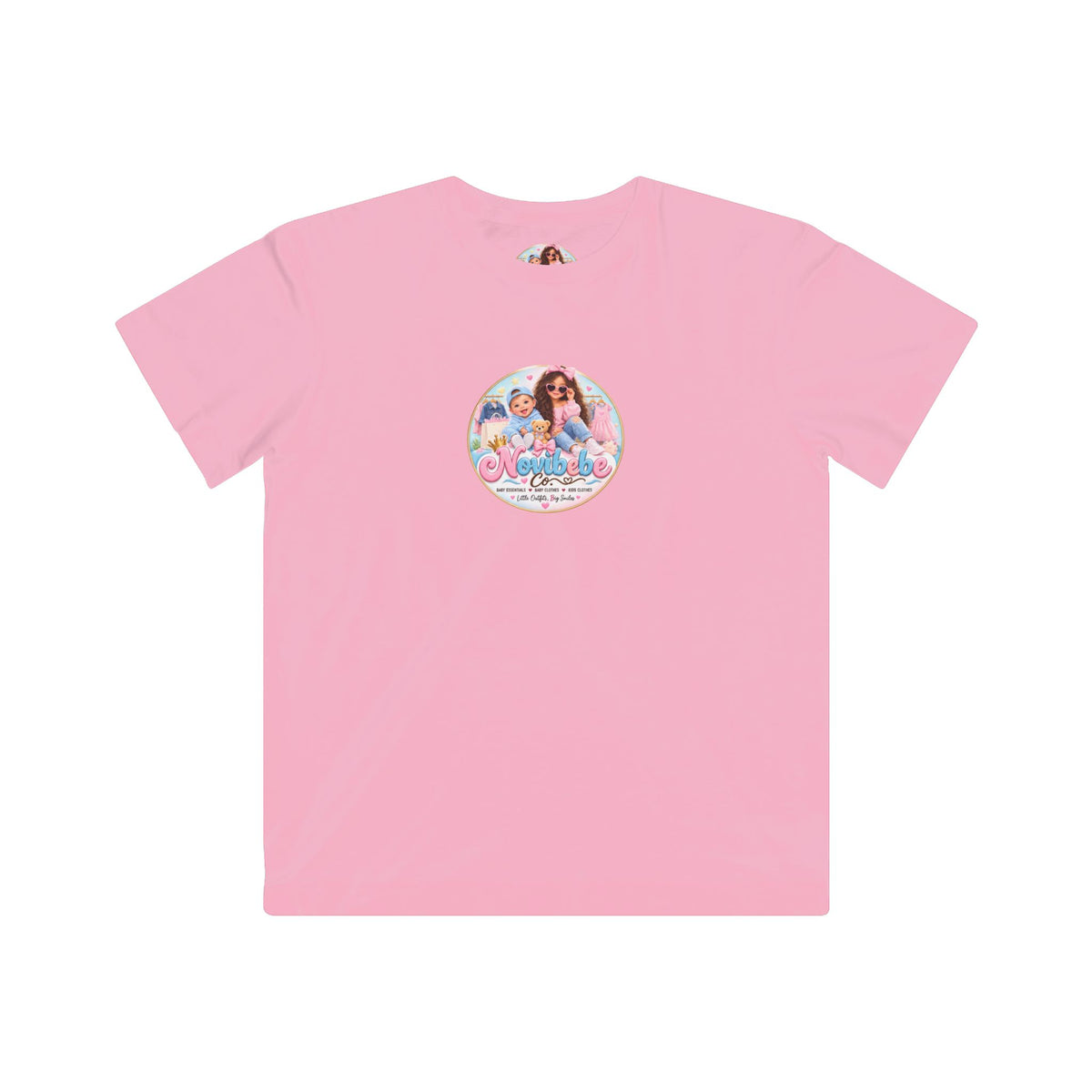NovibebeCo. Kids Graphic Tee in Pink - Front View