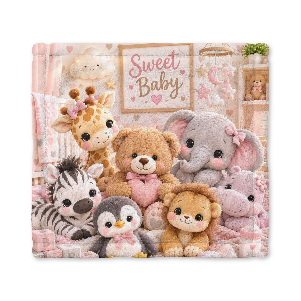Sweet Baby Plush Animal Lovey Blanket — Soft Minky Security Blanket