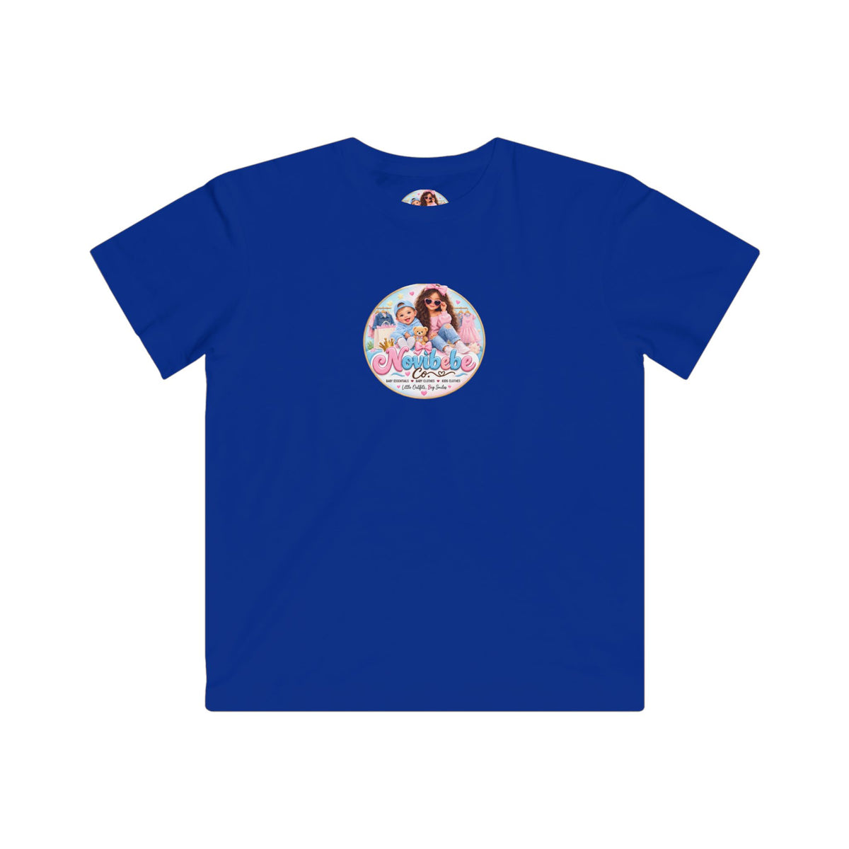 NovibebeCo. Kids Graphic Tee in Royal Blue - Front View