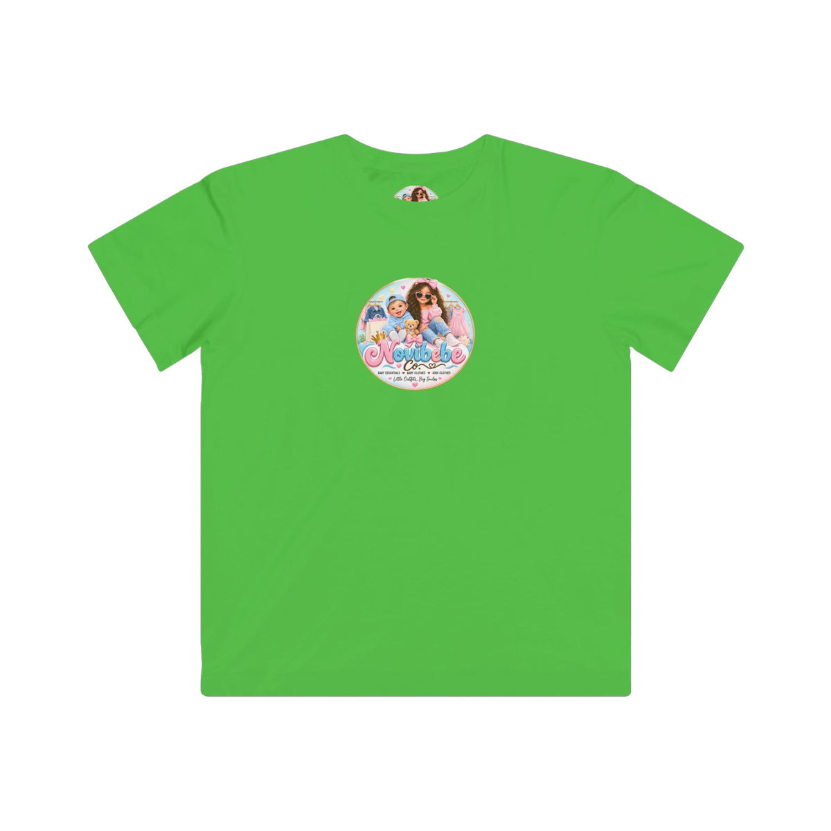 NovibebeCo. Kids Graphic Tee in Apple Green - Front View