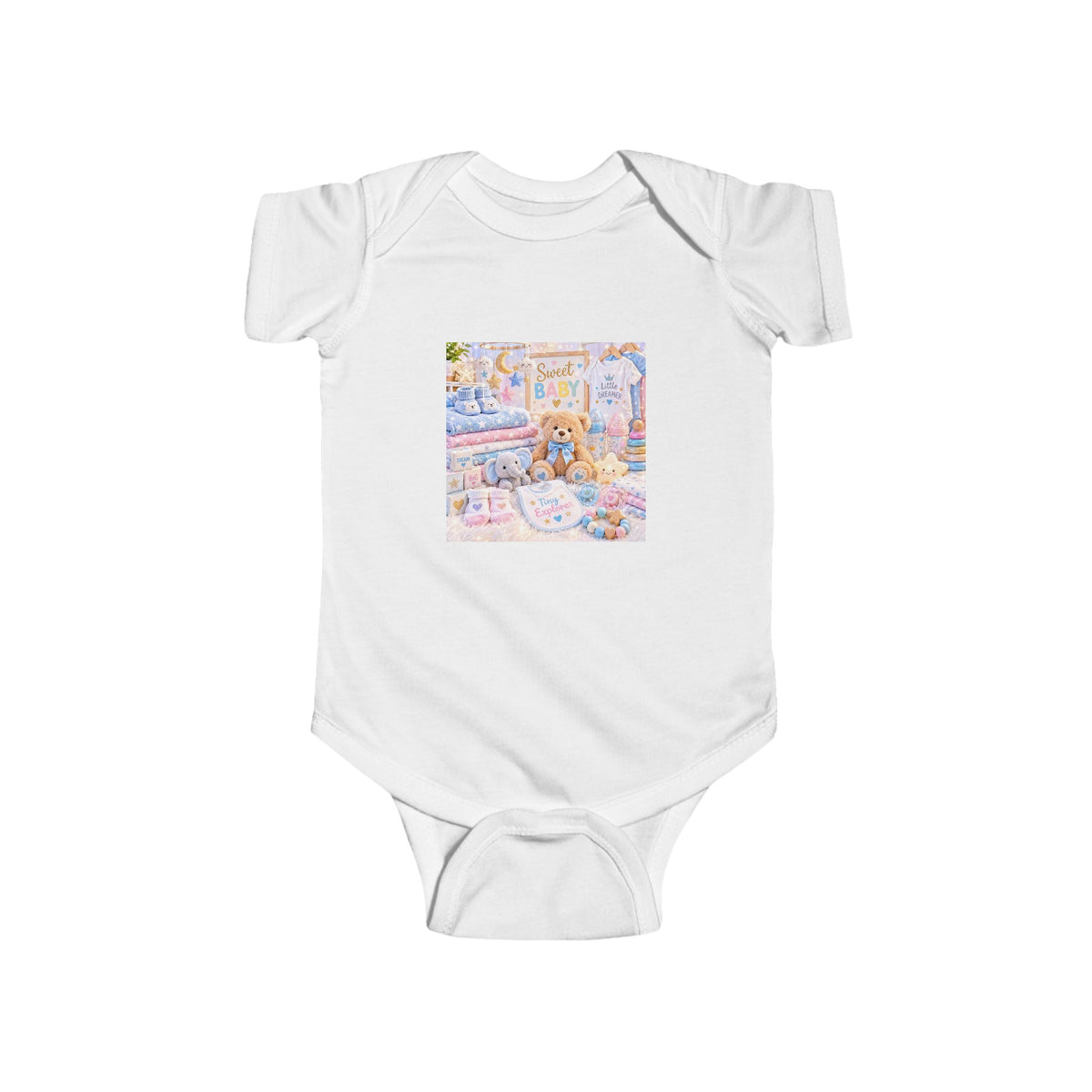 Pastel Nursery Baby Bodysuit — Cute Plush Toys Print