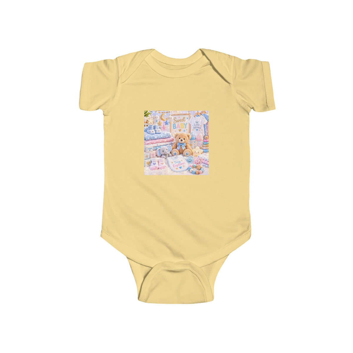 Pastel Nursery Baby Bodysuit — Cute Plush Toys Print