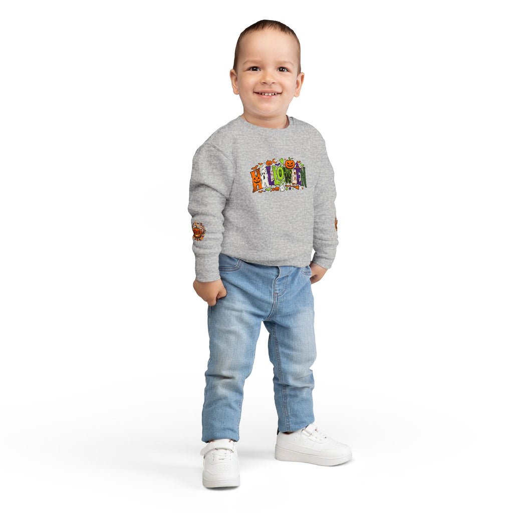 Toddler Sweatshirt — Halloween Pumpkin Jack-O’-Lantern Crewneck for Kids