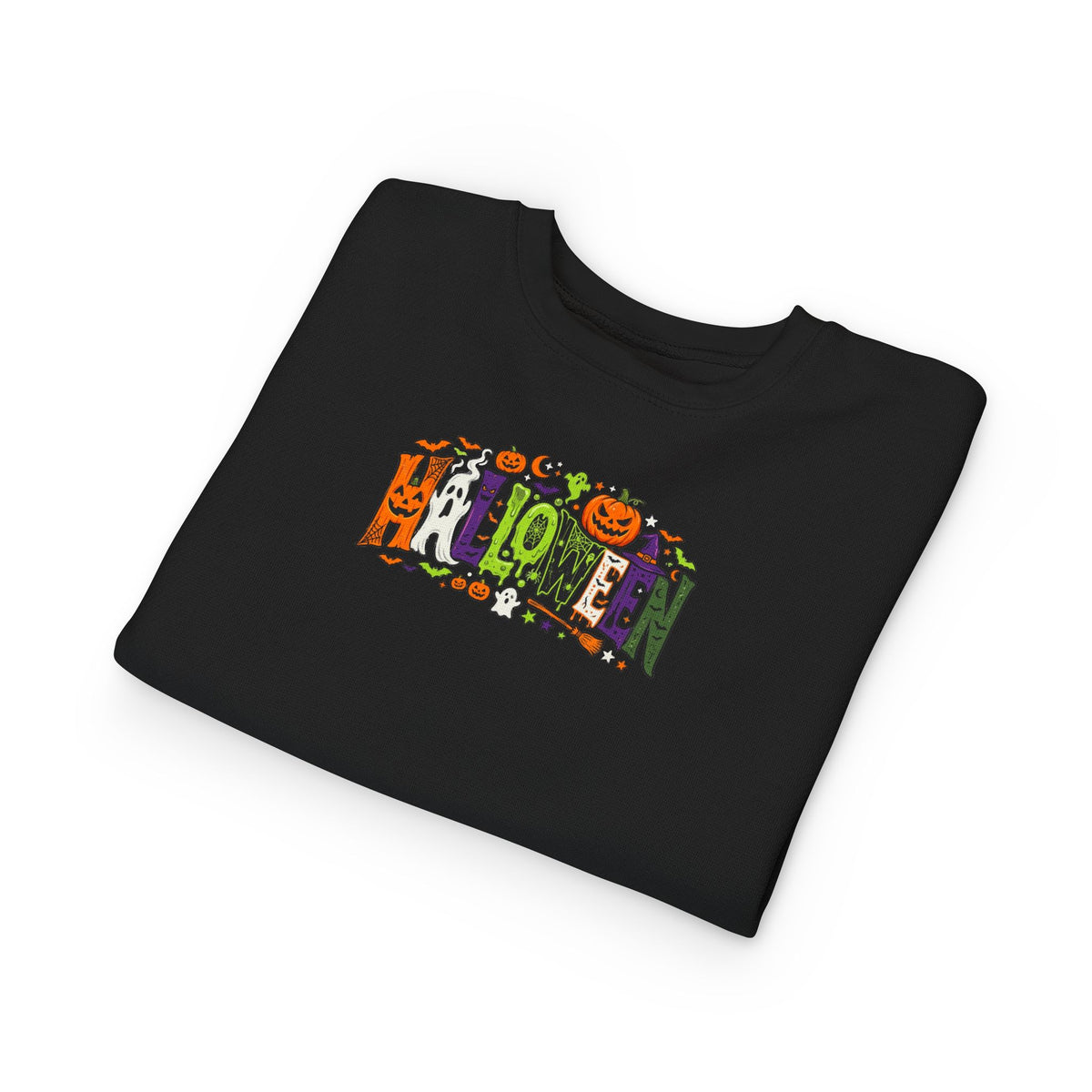 Toddler Sweatshirt — Halloween Pumpkin Jack-O’-Lantern Crewneck for Kids