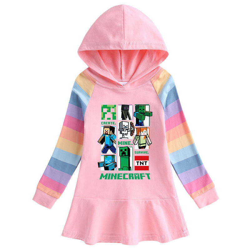 Girls’ Cotton Cartoon Rainbow Dress