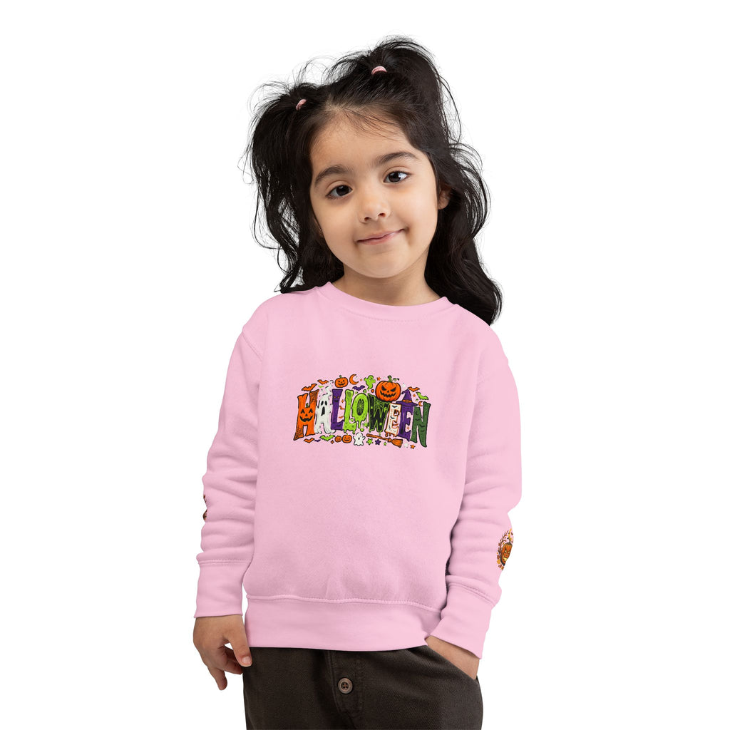 Toddler Sweatshirt — Halloween Pumpkin Jack-O’-Lantern Crewneck for Kids