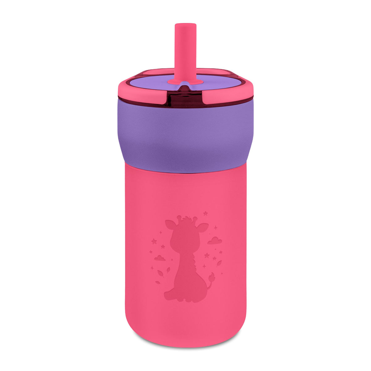 Kids 12oz Leakproof Straw Tumbler — Engraved Cute Giraffe Design