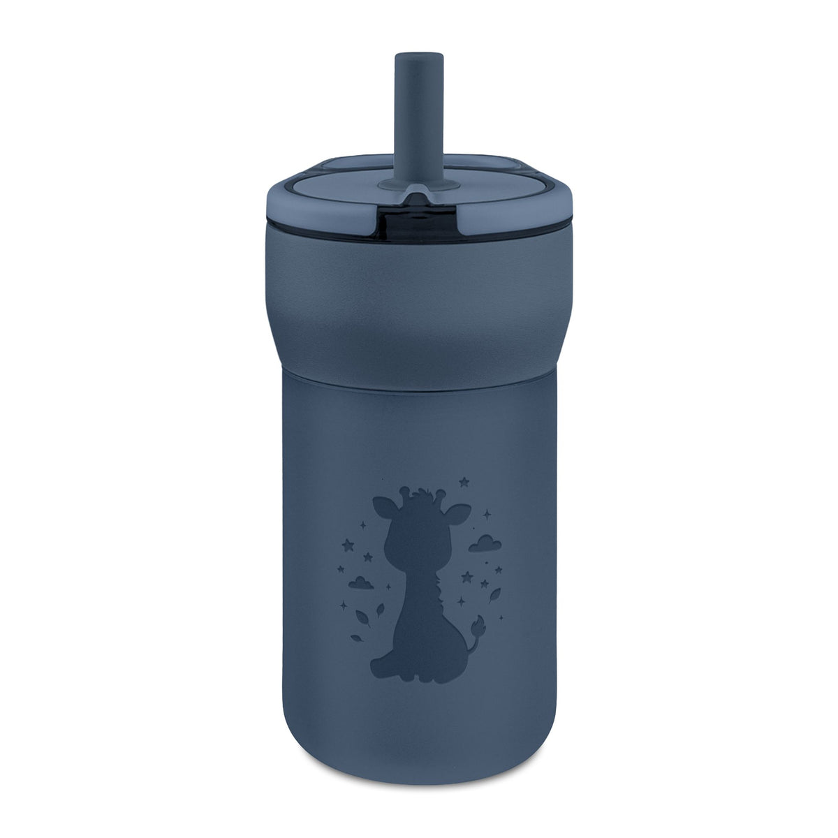 Kids 12oz Leakproof Straw Tumbler — Engraved Cute Giraffe Design