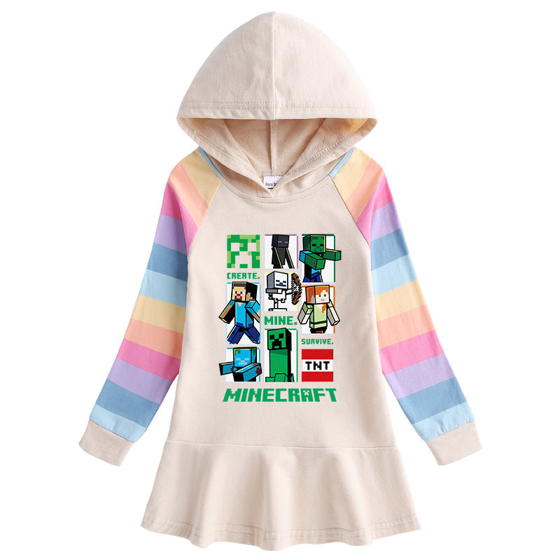 Girls’ Cotton Cartoon Rainbow Dress
