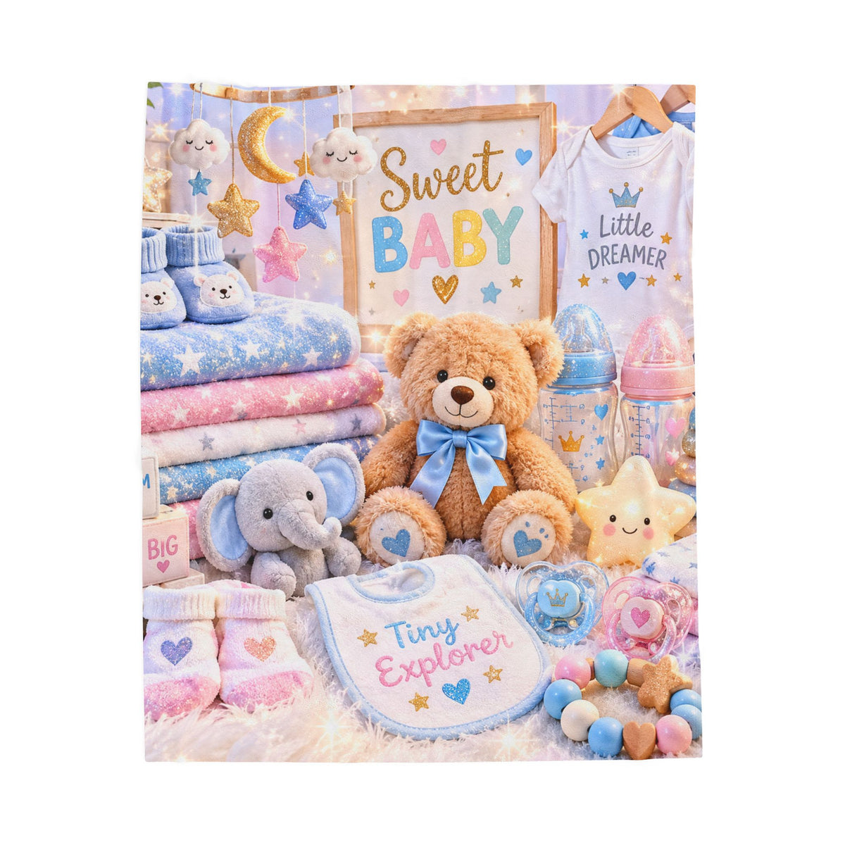 Baby Velveteen Plush Blanket — "Sweet Baby" Nursery Throw