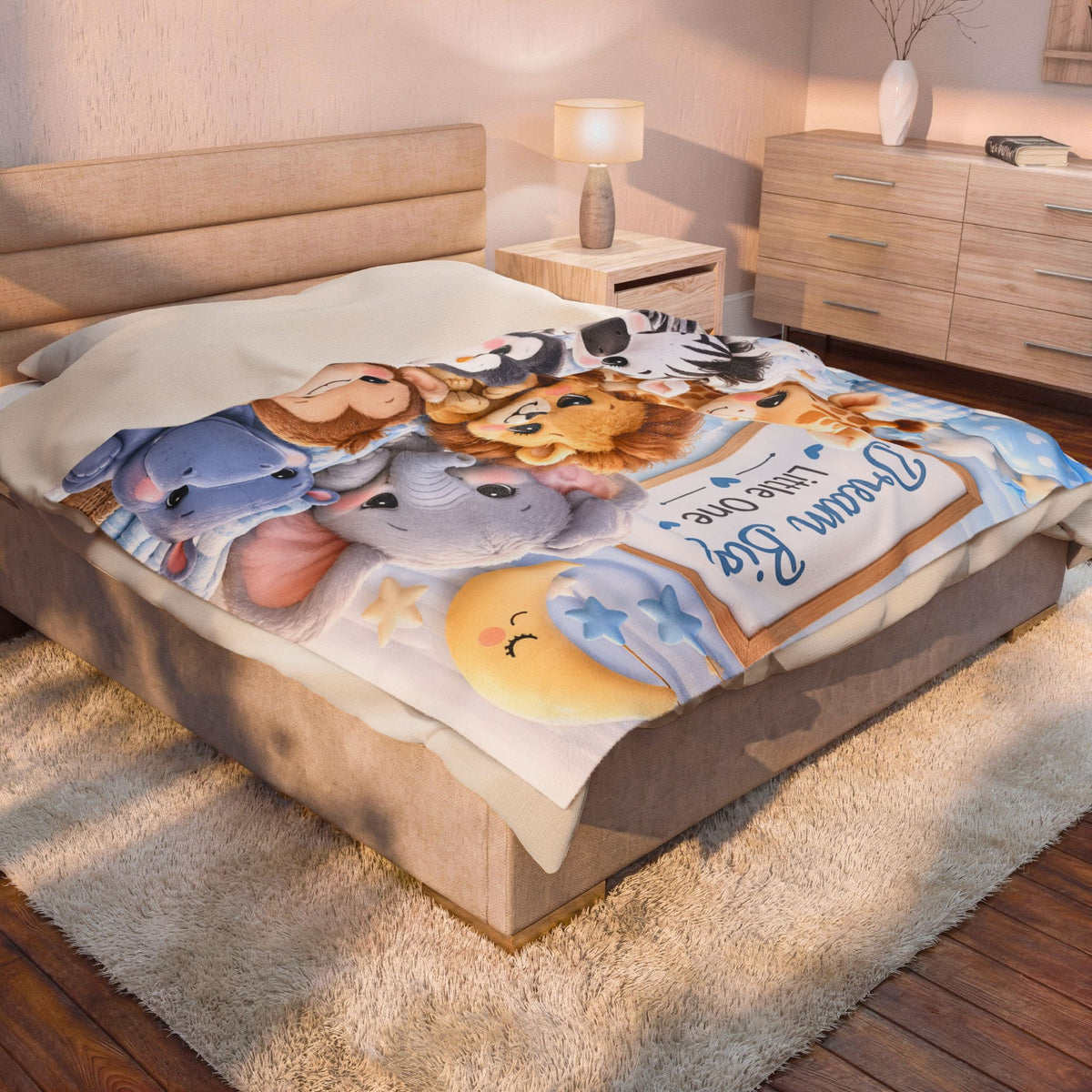 Dream Big Baby Animal Velveteen Plush Blanket
