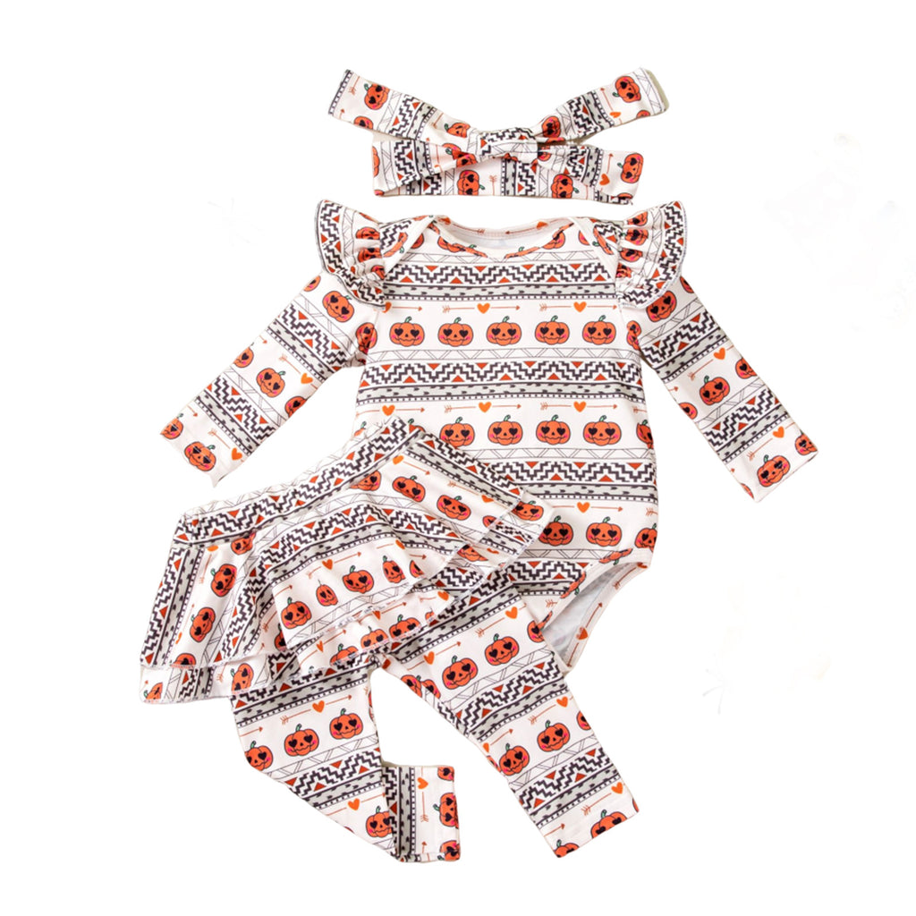 NovibebeCo. Baby Pumpkin Romper, Pants & Accessories Halloween Set