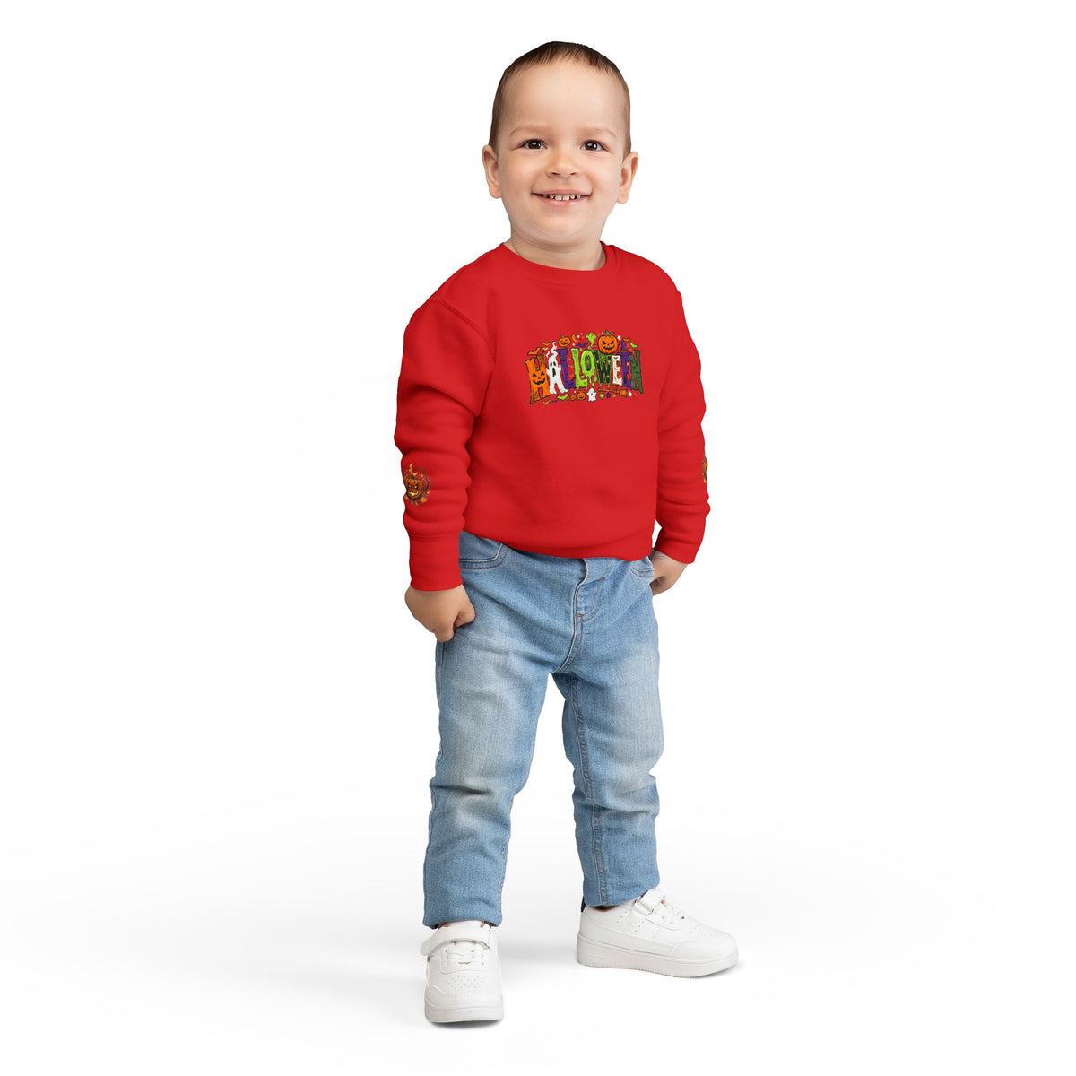 Toddler Sweatshirt — Halloween Pumpkin Jack-O’-Lantern Crewneck for Kids