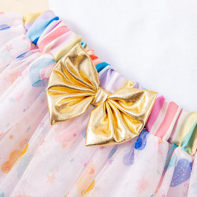 Baby Girl Festival Ruffle Romper & Rainbow Skirt Set
