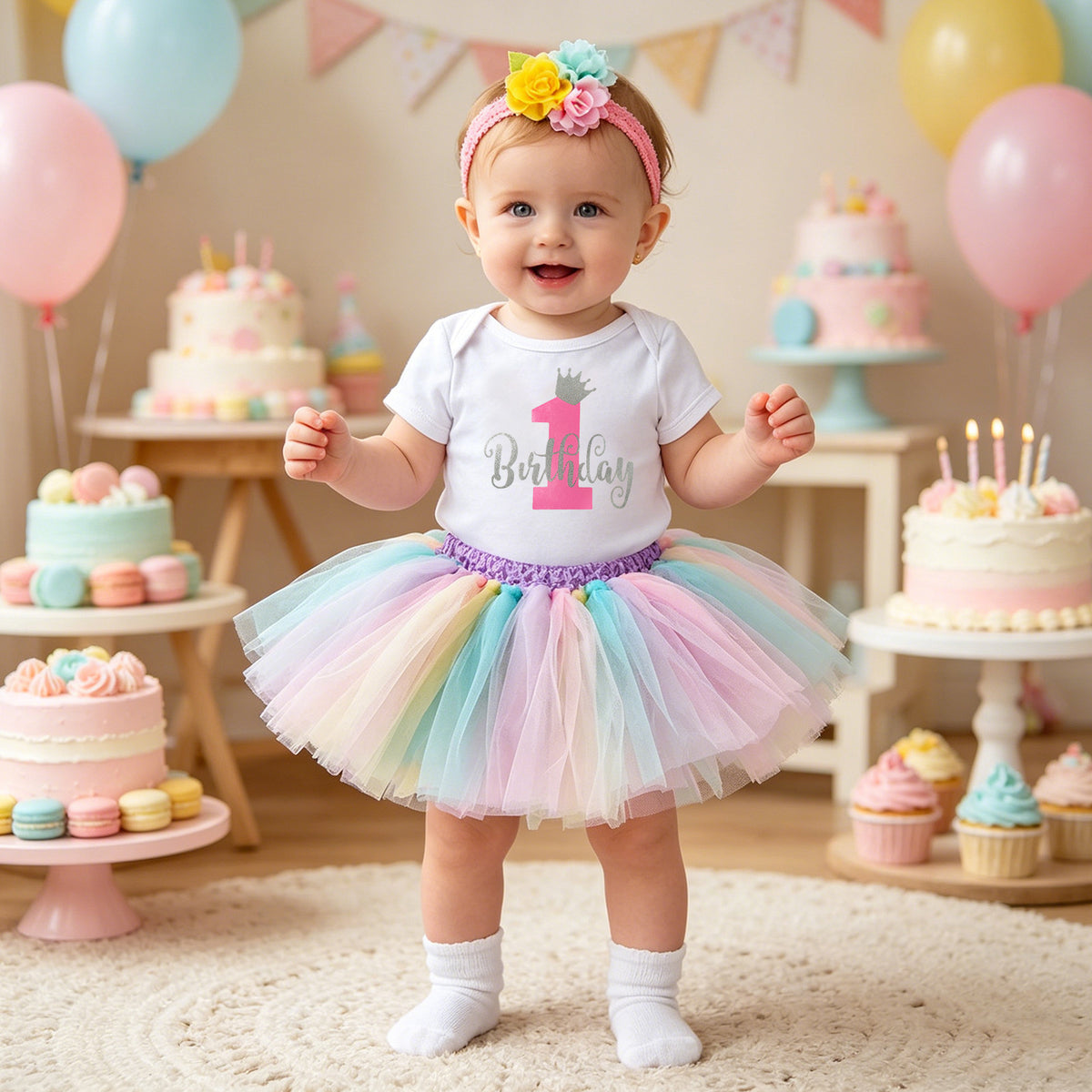 Baby Girl Summer Romper, Skirt & Hair Accessories Set