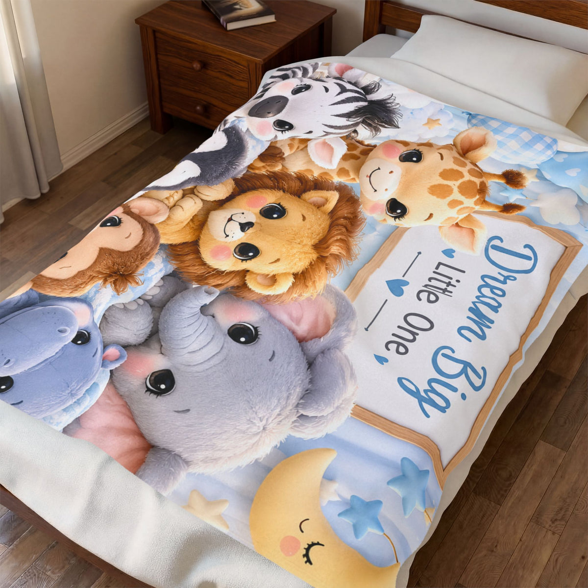 Dream Big Baby Animal Velveteen Plush Blanket