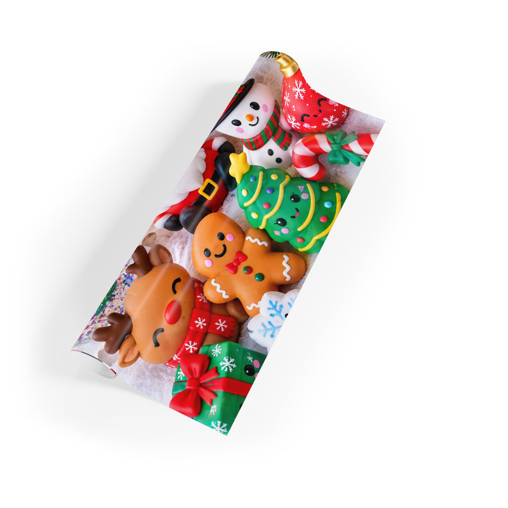 Cute Christmas Wrapping Paper Roll — Festive Santa, Reindeer & Holiday Characters