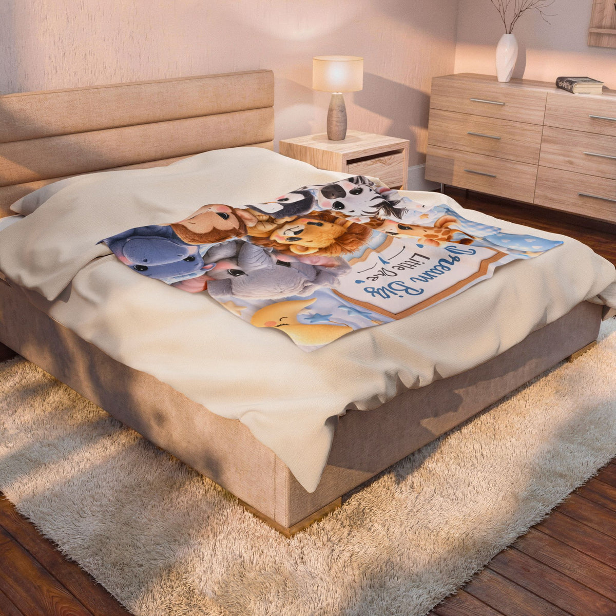 Dream Big Baby Animal Velveteen Plush Blanket