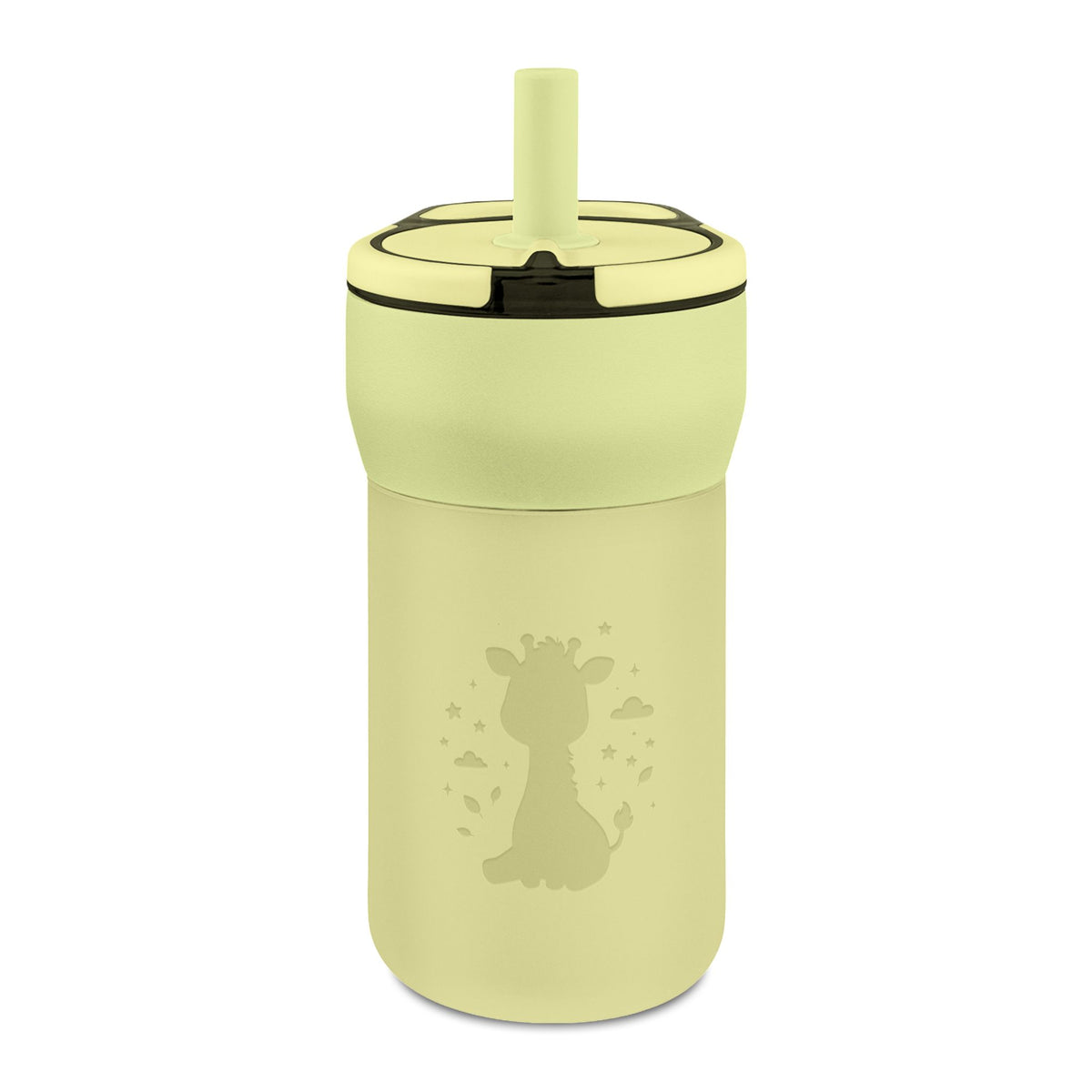 Kids 12oz Leakproof Straw Tumbler — Engraved Cute Giraffe Design