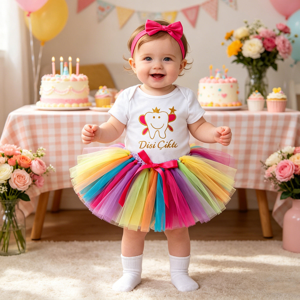 Baby Girl Summer Romper, Skirt & Hair Accessories Set
