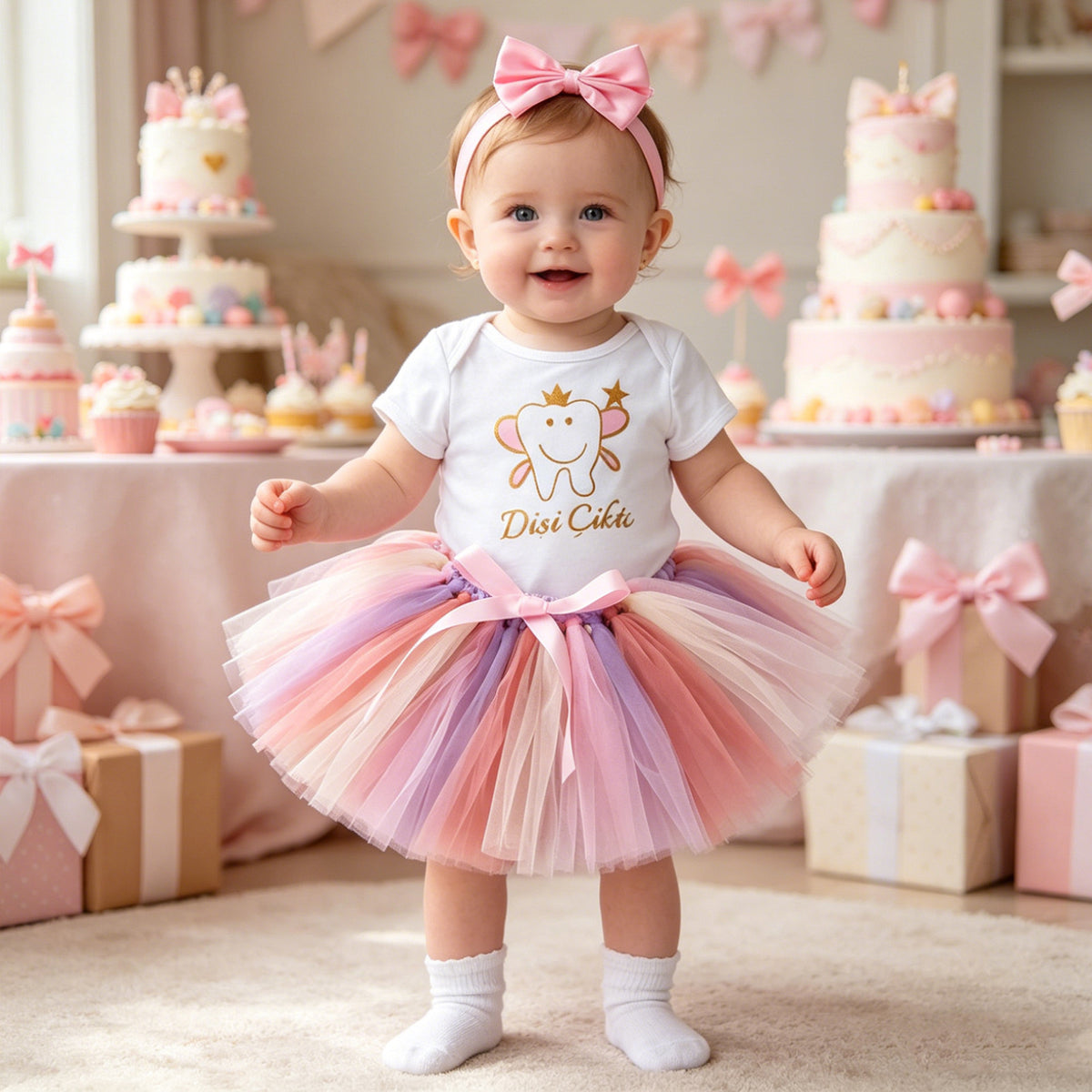 Baby Girl Summer Romper, Skirt & Hair Accessories Set