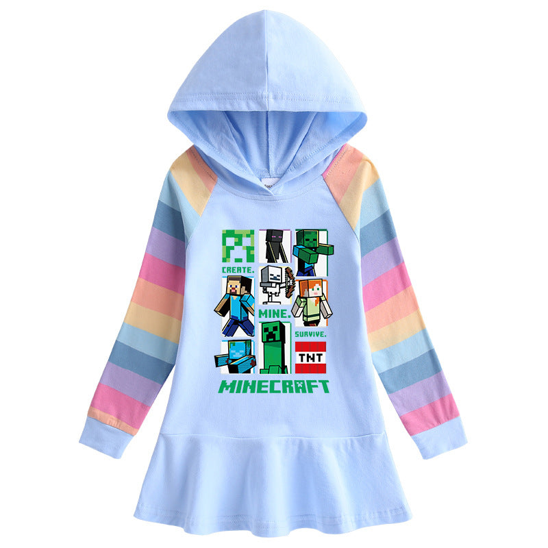 Girls’ Cotton Cartoon Rainbow Dress