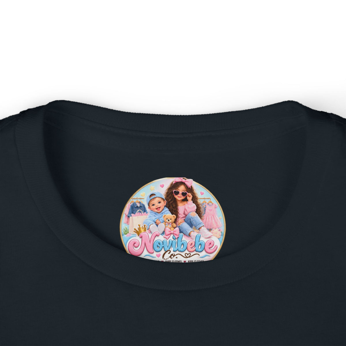 NovibebeCo. Kids Graphic Tee in Charcoal Black - Front Detail