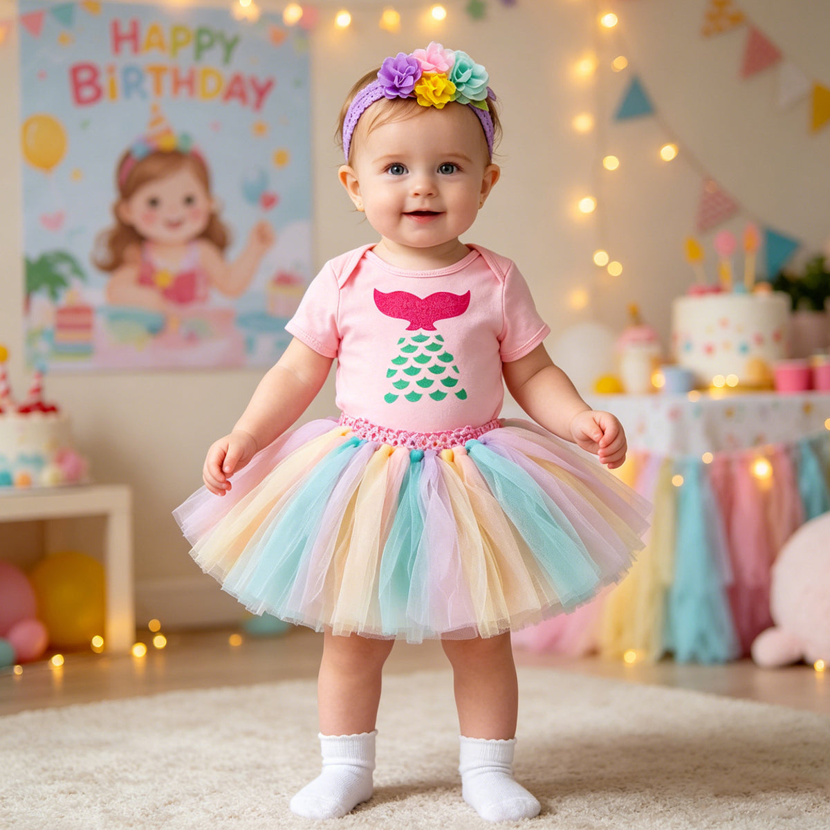 Baby Girl Summer Romper, Skirt & Hair Accessories Set
