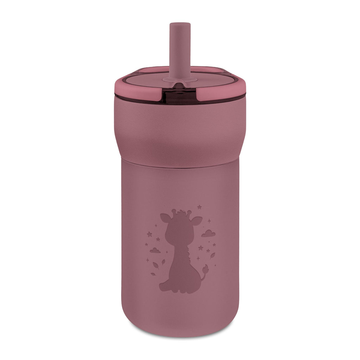 Kids 12oz Leakproof Straw Tumbler — Engraved Cute Giraffe Design