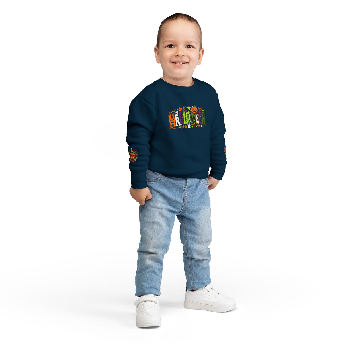 Toddler Sweatshirt — Halloween Pumpkin Jack-O’-Lantern Crewneck for Kids